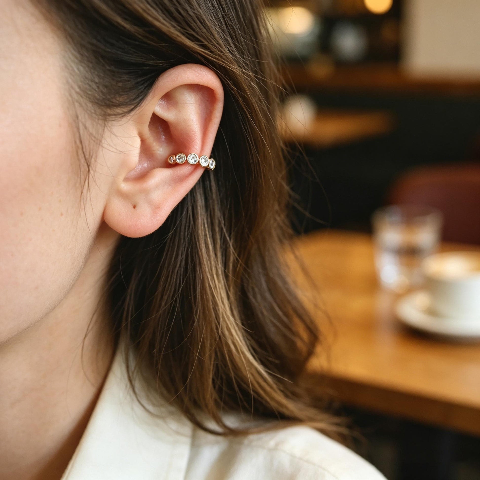 4pcs CZ Pave Gold Ear Cuffs, Dainty Ear Cuff, Delicate Ear Cuff, Ear Cuff No Piercing (GB-1335)