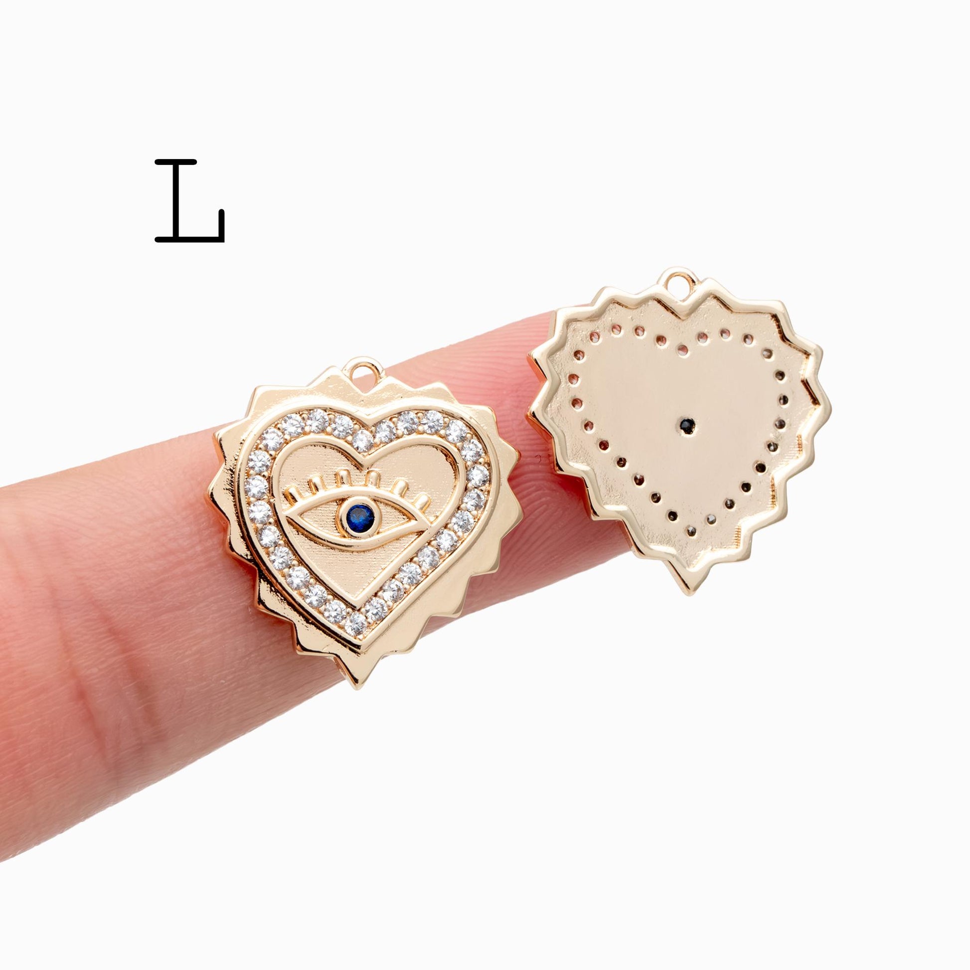 4pcs CZ pave Evil Eye Charms, 18K Gold plated Brass, Greek Eye Pendants for Earring/ Necklace, DIY Handmade Jewelry Component (GB-1527)