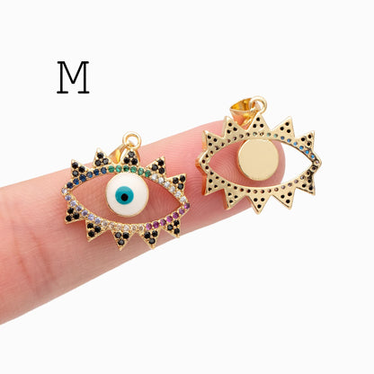 4pcs CZ pave Evil Eye Charms, 18K Gold plated Brass, Greek Eye Pendants for Earring/ Necklace, DIY Handmade Jewelry Component (GB-1527)