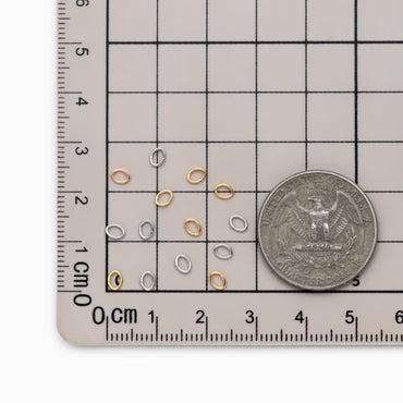 200pcs Gold/ Rhodium plated Stainless Steel Oval Jump Rings, Open Jump Rings, 4x3x0.5mm (24 Gauge) (GB-4776)