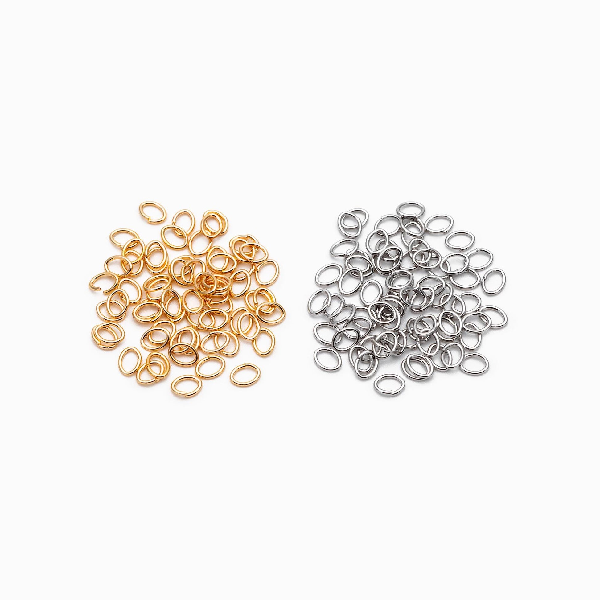 200pcs Gold/ Rhodium plated Stainless Steel Oval Jump Rings, Open Jump Rings, 4x3x0.5mm (24 Gauge) (GB-4776)