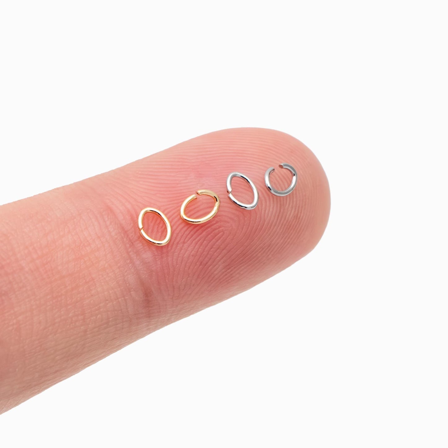 200pcs Gold/ Rhodium plated Stainless Steel Oval Jump Rings, Open Jump Rings, 4x3x0.5mm (24 Gauge) (GB-4776)