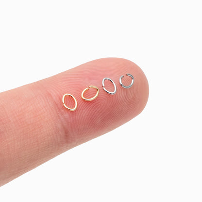 200pcs Gold/ Rhodium plated Stainless Steel Oval Jump Rings, Open Jump Rings, 4x3x0.5mm (24 Gauge) (GB-4776)