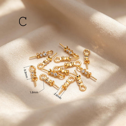 Glass Pearl Charms, 18K Gold plated Brass, Cup With Peg Pearl Bails (GB-4773)