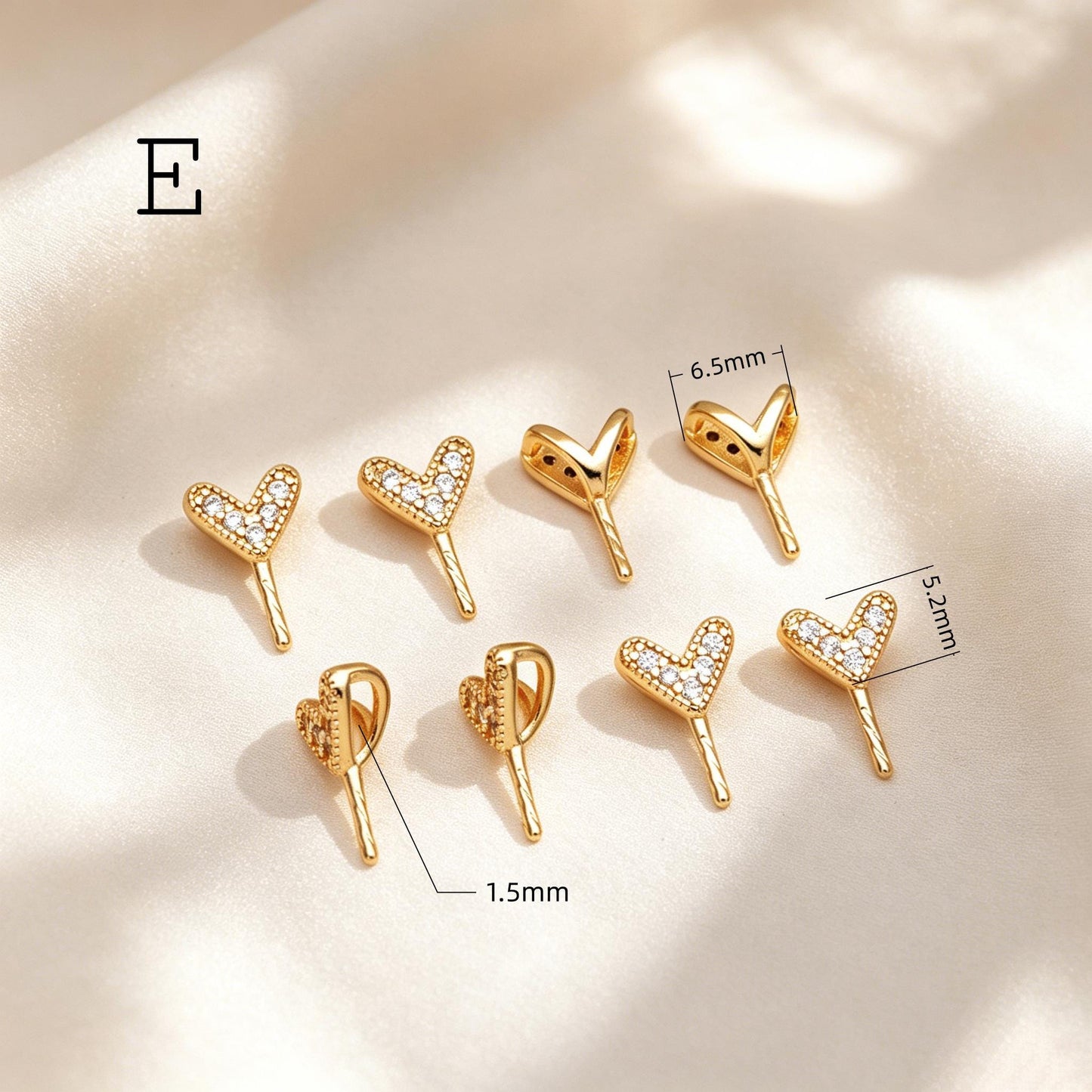 Glass Pearl Charms, 18K Gold plated Brass, Cup With Peg Pearl Bails (GB-4773)