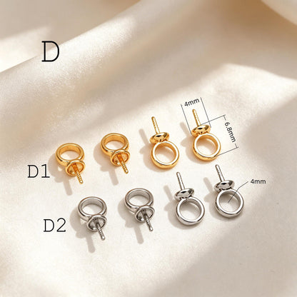 Glass Pearl Charms, 18K Gold plated Brass, Cup With Peg Pearl Bails (GB-4773)