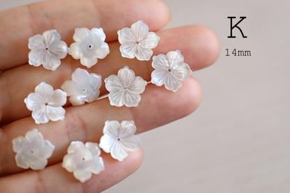 10pcs Shell Flower Cabochons for Jewelry Making, Carved Mother of Pearl Flowers, Bridal Hair Accessories DIY Supplies (BK-001)
