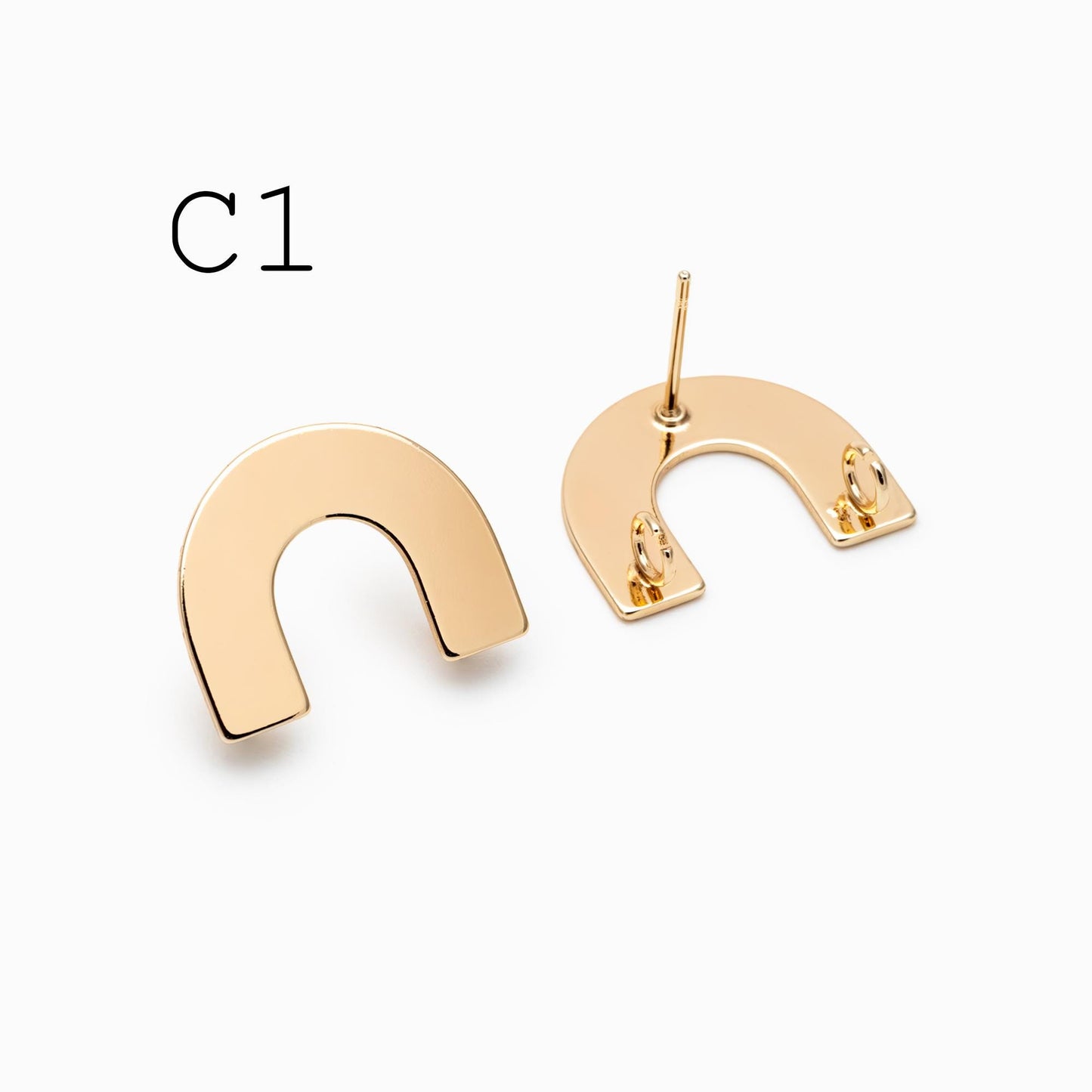 10pcs Gold/ Silver tone Round Disc Earring Posts 12/ 15mm, 18K Gold/ Rhodium plated Brass, Geometric Earring Components Wholesale (GB-624)