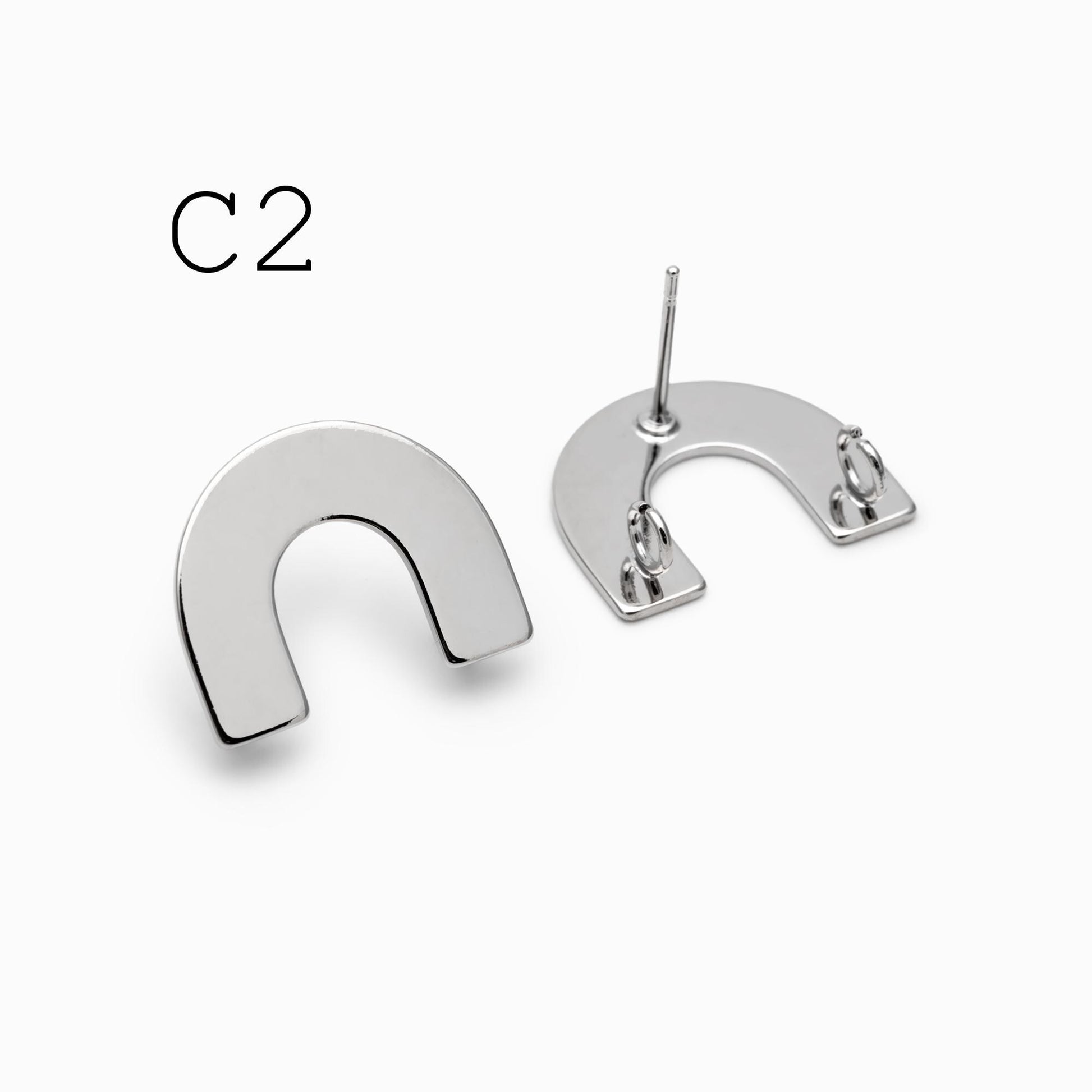 10pcs Gold/ Silver tone Round Disc Earring Posts 12/ 15mm, 18K Gold/ Rhodium plated Brass, Geometric Earring Components Wholesale (GB-624)