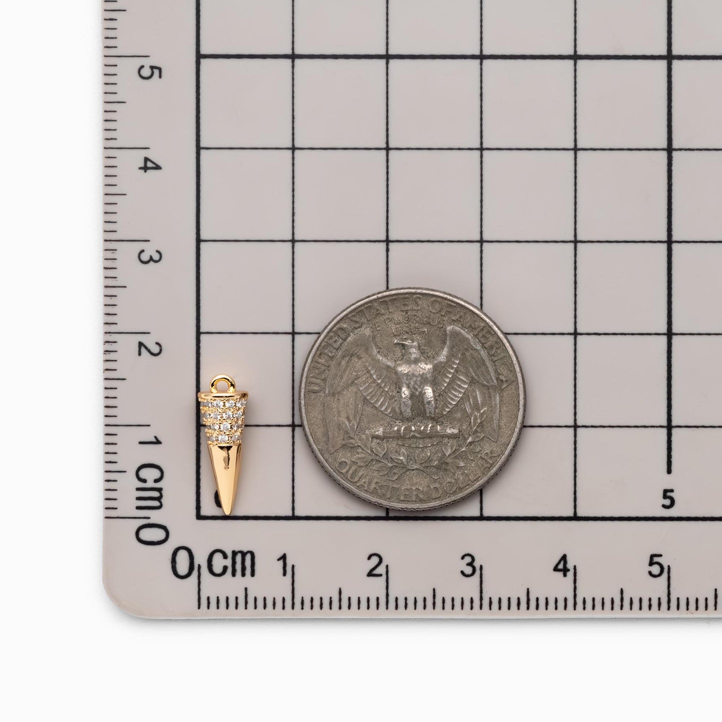 4pcs CZ Micro Pave Spike Charm Stud Charm, Pave Cone Charm, Jewelry Supplies, DIY Jewelry, Spike Necklace Bracelet Earring Charm (GB-2416-C)