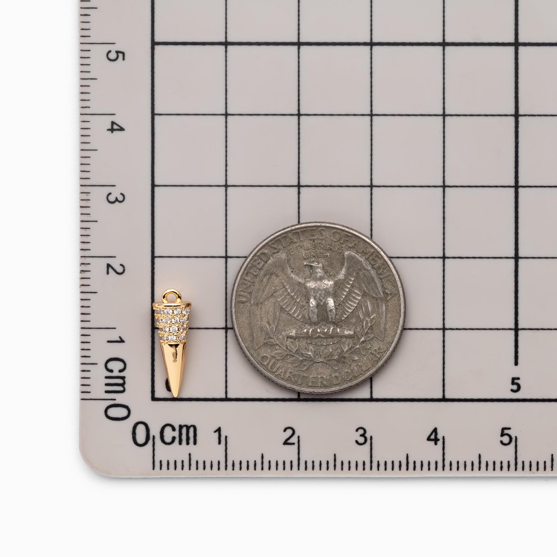 4pcs CZ Micro Pave Spike Charm Stud Charm, Pave Cone Charm, Jewelry Supplies, DIY Jewelry, Spike Necklace Bracelet Earring Charm (GB-2416-C)