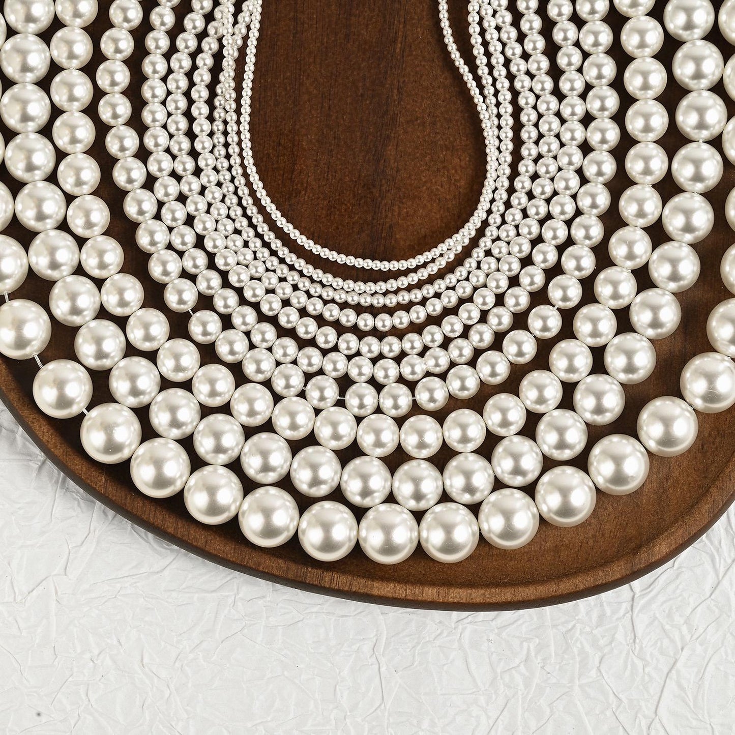 Quality Glass Pearl Beads, Ivory White Crystal Pearls 2-12mm Round, Full Strand 16 Inches (GM-051)