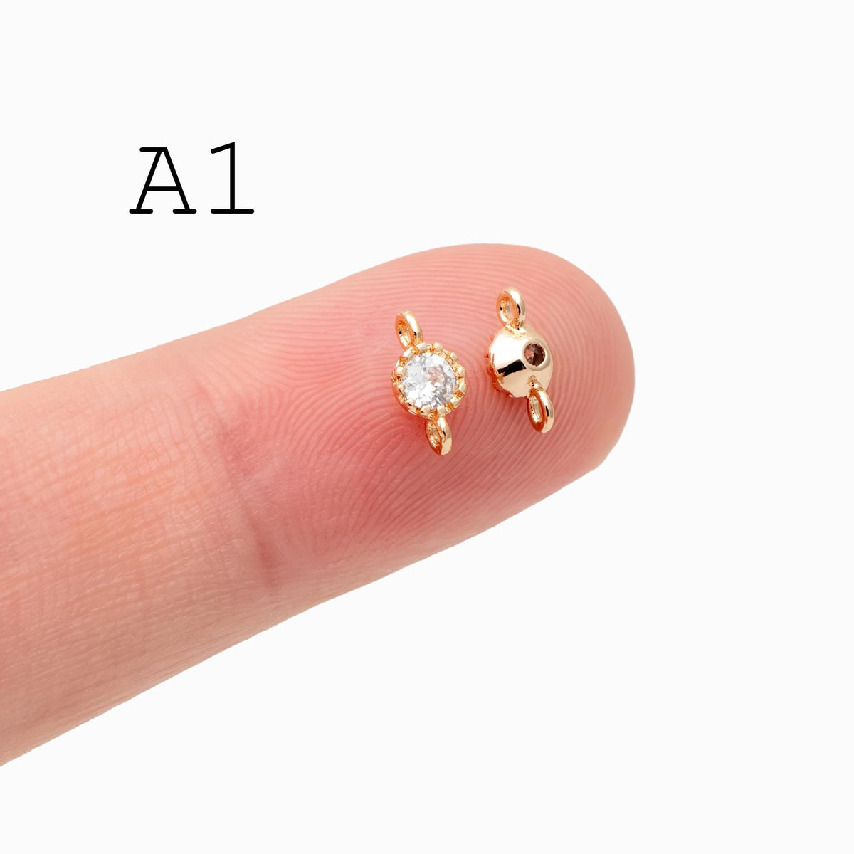 10pcs CZ pave Gold Round/ Rhombus Charms, 18K Gold plated Brass, Geometric Connectors (GB-2850)
