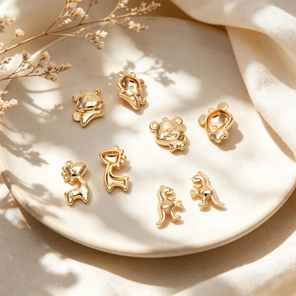 4pcs Gold giraffe / Tiger / Dinosaur Pendant, Jewelry Making, Diy Material, Jewelry Supplies (GB-4086)