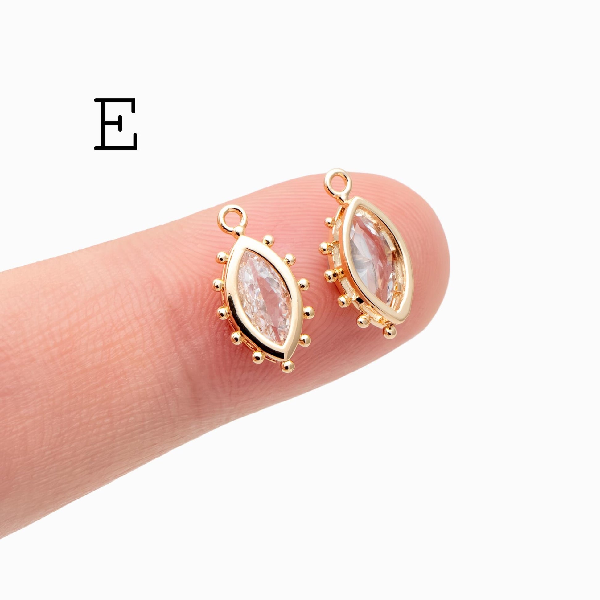 10pcs CZ Pave Teardrop/ Heart/ Rectangle/ 0val/ Marquise Charms, Gold plated Brass, Geometric Earring Charms (GB-4122)