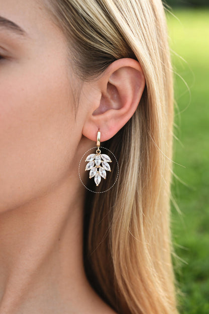 4pcs CZ pave Gold/ Silver Tone Leaf Charms, Leaf Pendants, Earring Findings, Jewelry Making, Jewelry Supplies (GB-3037)