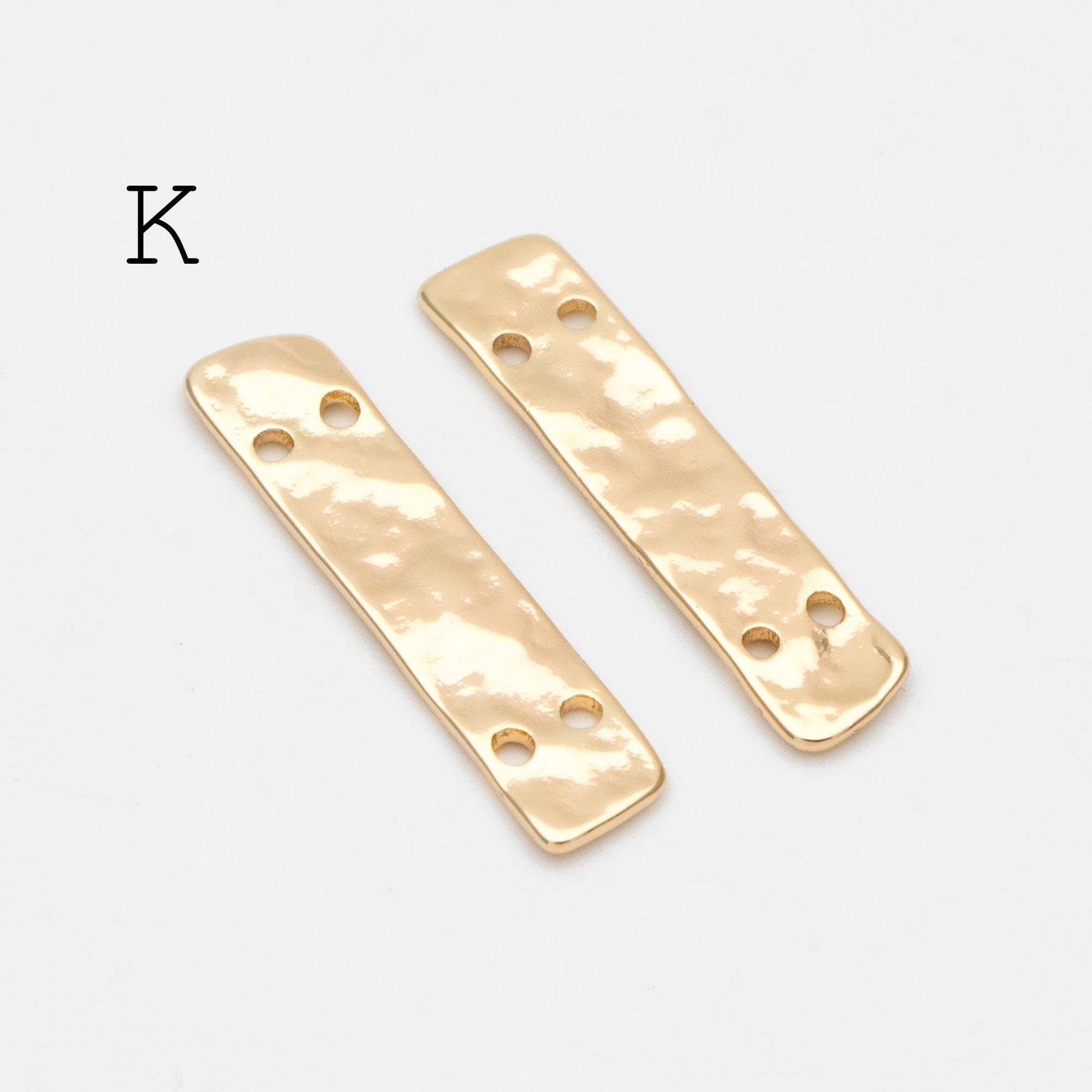 10pcs Gold/ Silver Tone Hammered Charm Connectors, Gold/ Rhodium plated Brass, Rustic Geometric Pendents (GB-1422)