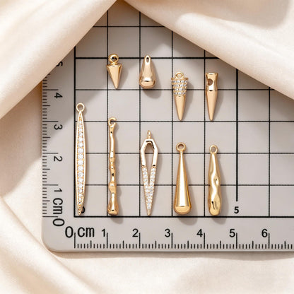 4pcs Gold/ Silver Tone Drop Charm, Minimalist DIY Jewelry, Modern Pendants for Necklaces & Earrings (GB-2416)