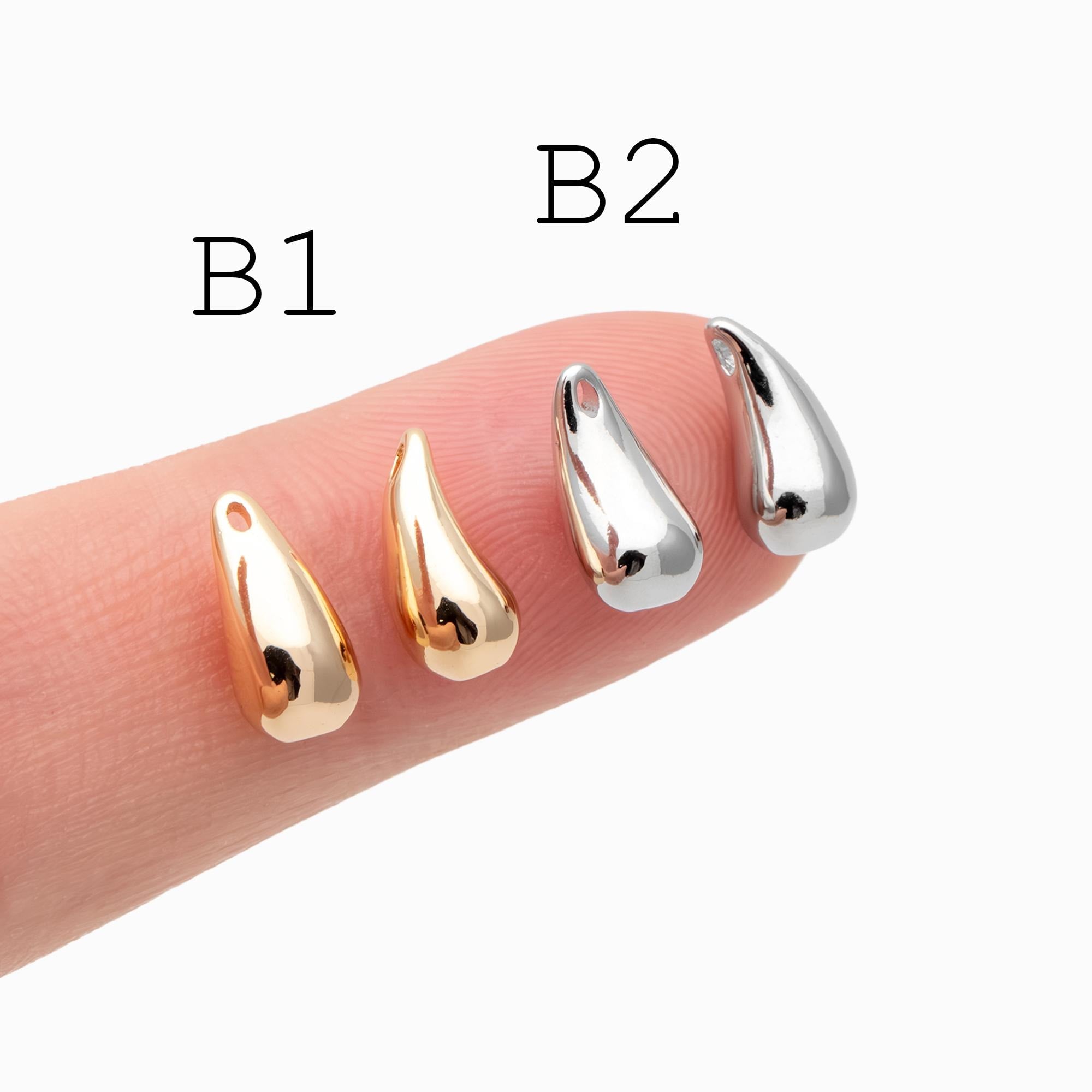 4pcs Gold/ Silver Tone Drop Charm, Minimalist DIY Jewelry, Modern Pendants for Necklaces & Earrings (GB-2416)