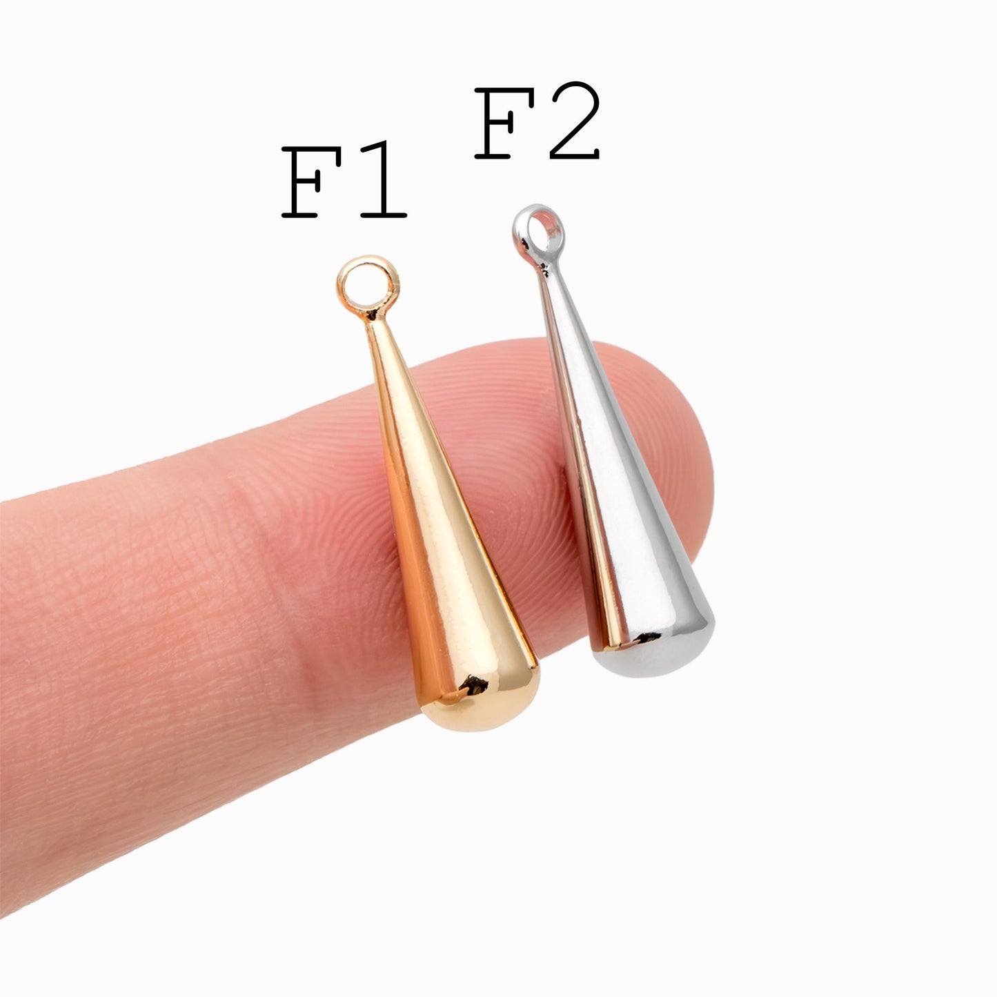 4pcs Gold/ Silver Tone Drop Charm, Minimalist DIY Jewelry, Modern Pendants for Necklaces & Earrings (GB-2416)