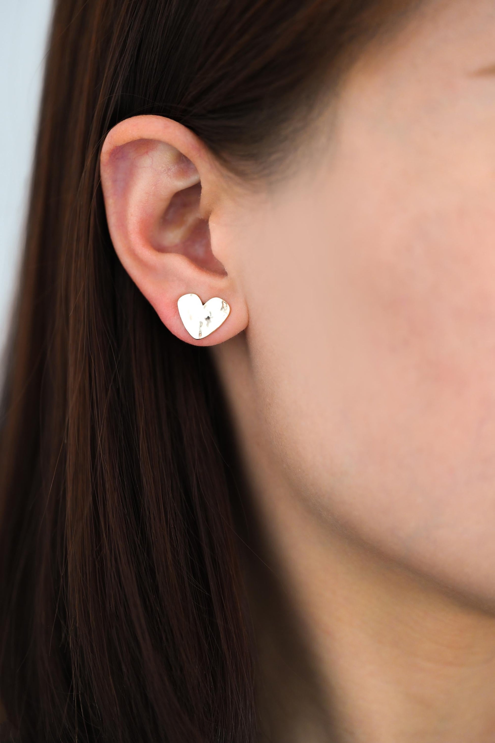 10pcs Gold/ Silver Hammered Heart/ Square Earrings, Real Gold/ Rhodium plated Brass, Geometric Earring Studs (GB-4567)