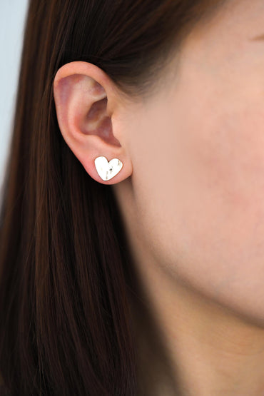 10pcs Gold/ Silver Hammered Heart/ Square Earrings, Real Gold/ Rhodium plated Brass, Geometric Earring Studs (GB-4567)