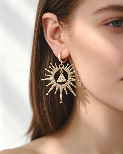 4pcs CZ Pave Gold/ Silver Sun Charms, 18K Gold/ Rhodium plated Brass, Sun Pendants (GB-2259)