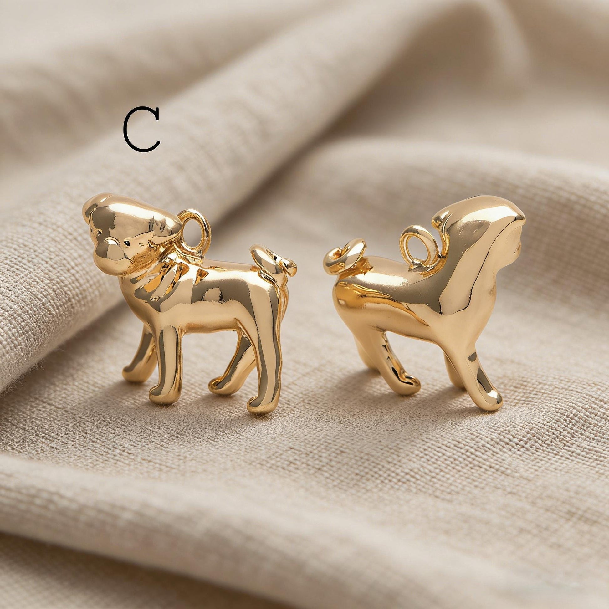 10pcs Gold/ Silver 3D Dog Charm, Gold/ Rhodium plated Brass, Jewelry Making, Diy Material, Jewelry Supplies (GB-2668)