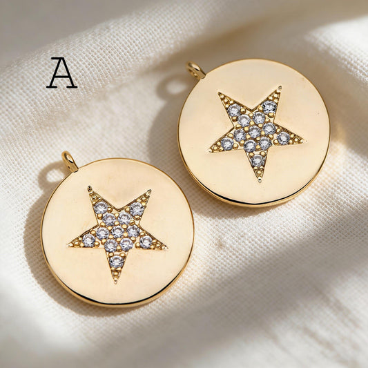 4pcs Gold Star Charm, Earring Findings, Jewelry Making, Diy Material, Jewelry Supplies (GB-2900)