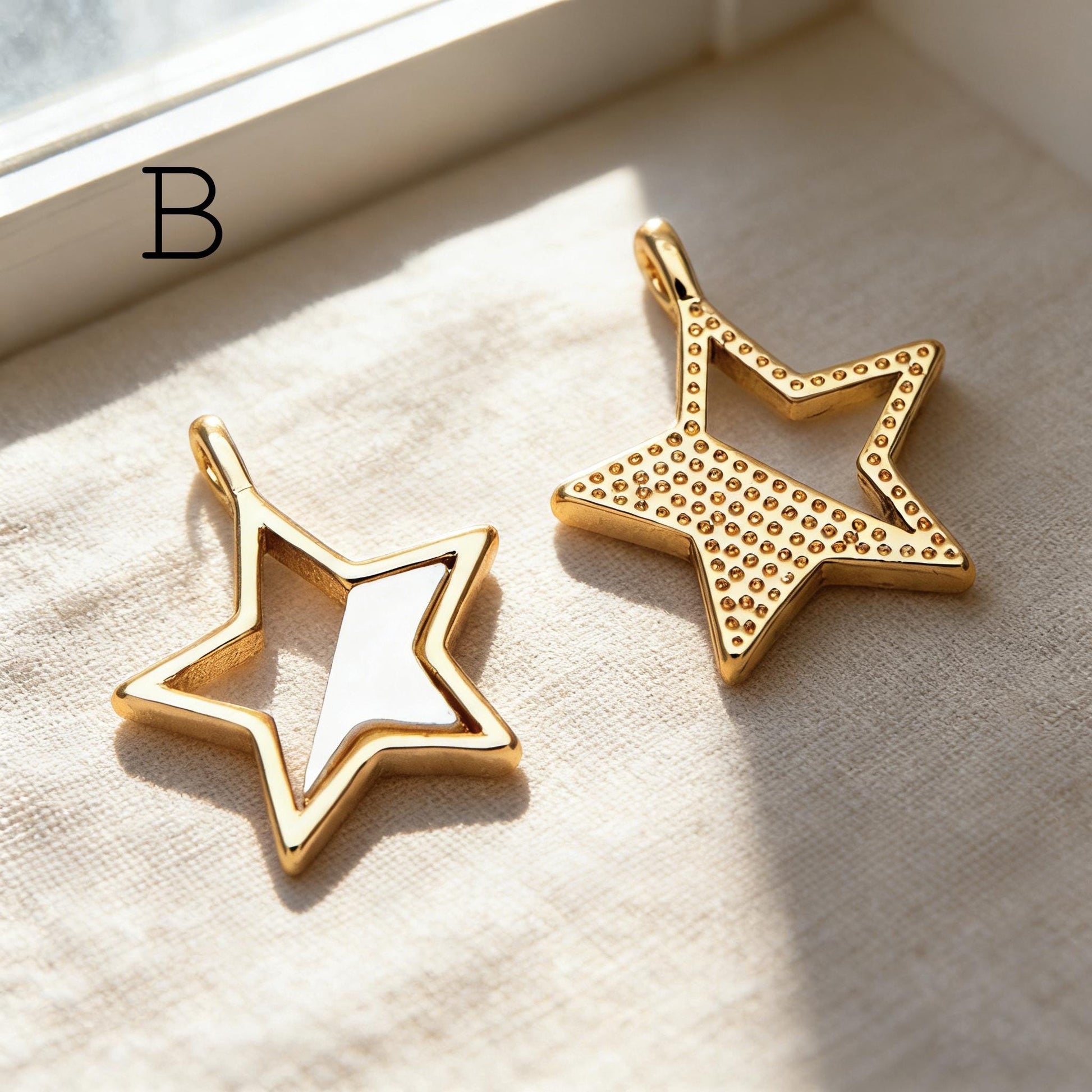 4pcs Gold Star Charm, Earring Findings, Jewelry Making, Diy Material, Jewelry Supplies (GB-2900)