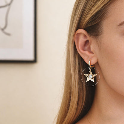 4pcs Gold Star Charm, Earring Findings, Jewelry Making, Diy Material, Jewelry Supplies (GB-2900)