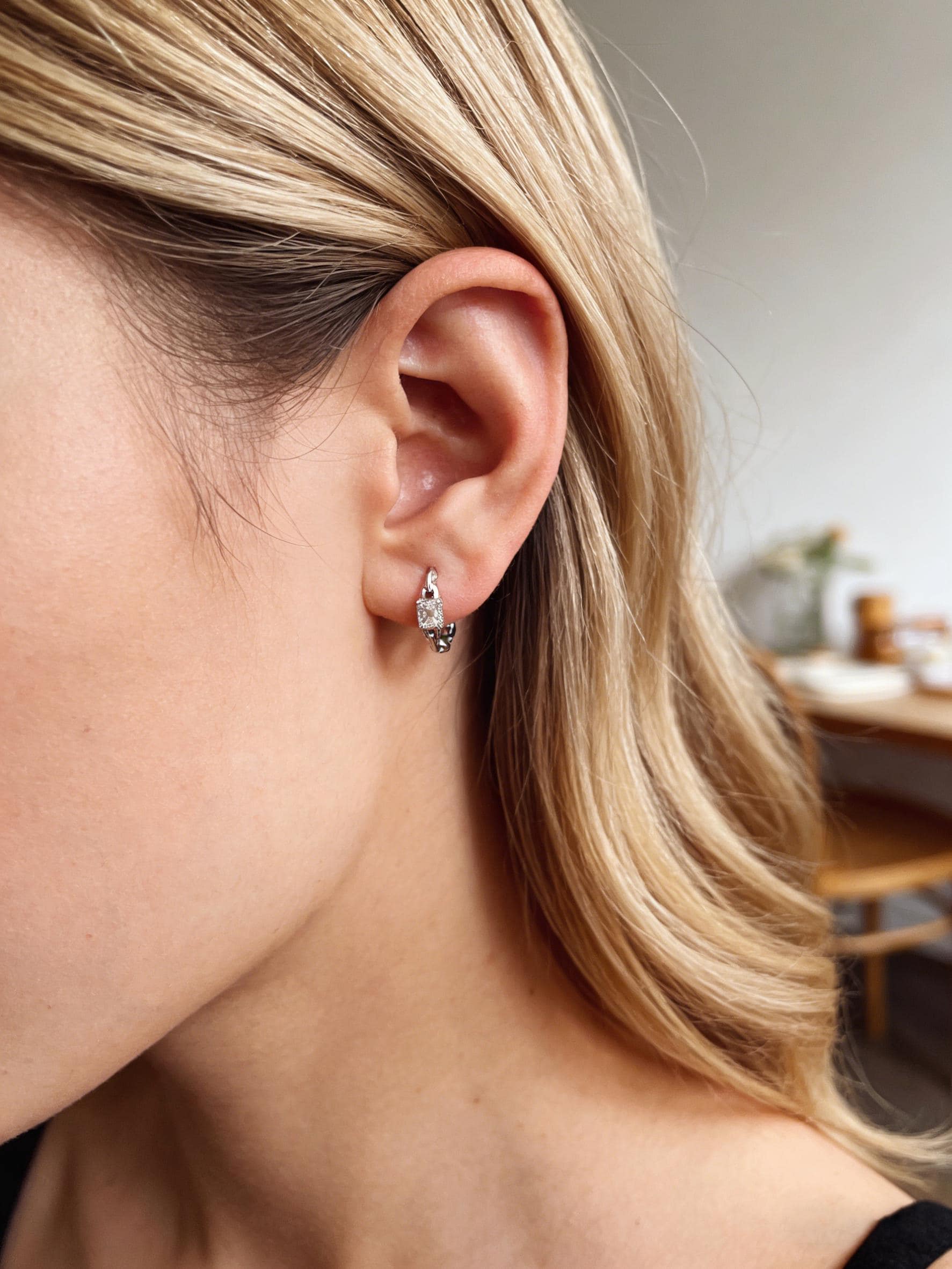 4pcs Gold/ Rhodium plated Hoop Earrings, CZ Pave Huggies (GB-3020)
