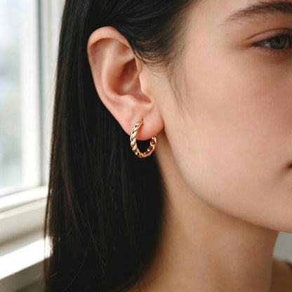 4pcs Gold/ Rhodium plated Hoop Earrings, CZ Pave Huggies (GB-3020)