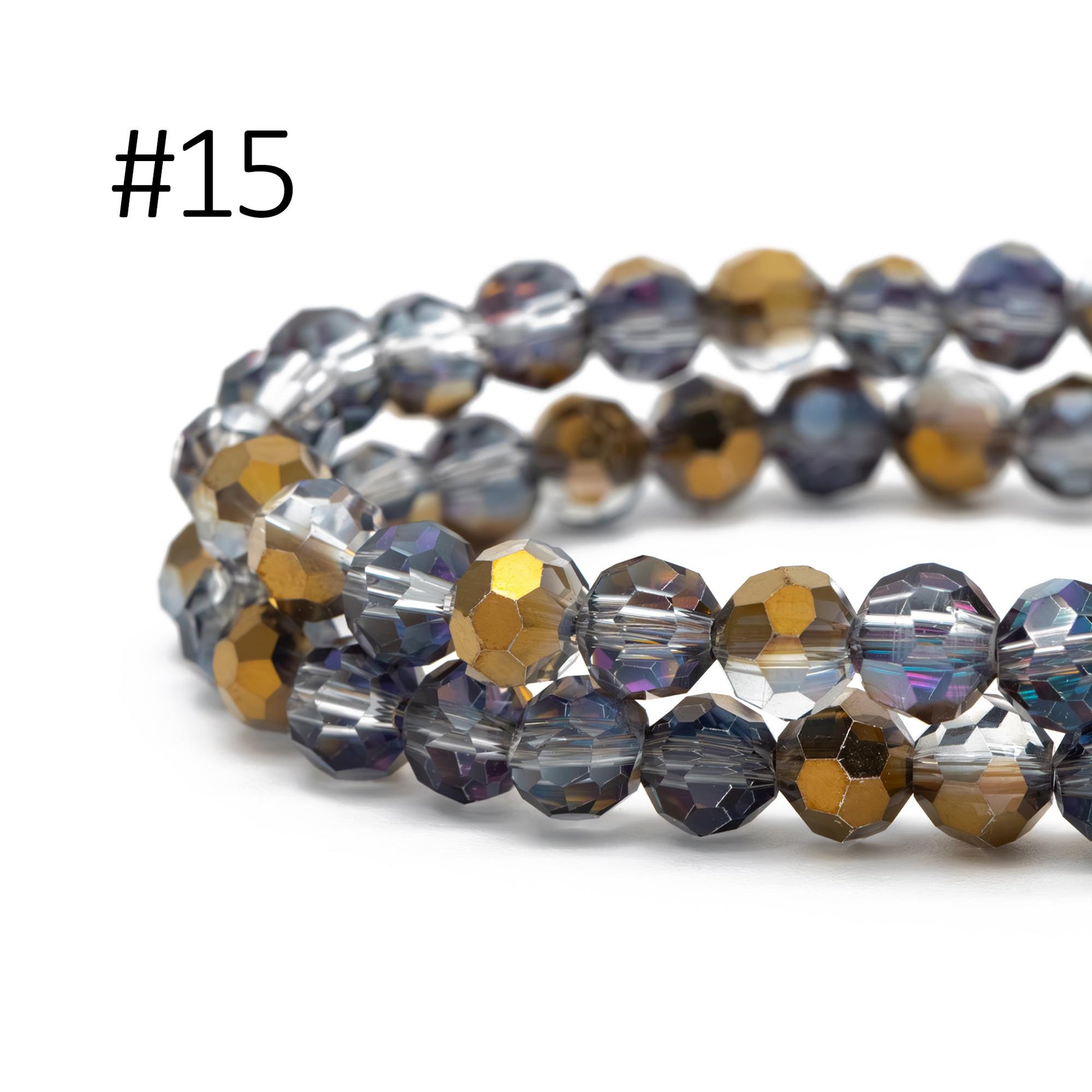 95pcs Round Faceted Crystal Glass Beads 6mm Rose Gold- (32QZ-06)