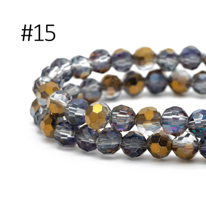 95pcs Round Faceted Crystal Glass Beads 6mm Rose Gold- (32QZ-06)