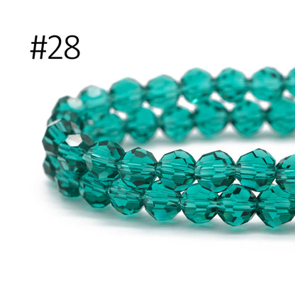 95pcs Round Faceted Crystal Glass Beads 6mm Rose Gold- (32QZ-06)