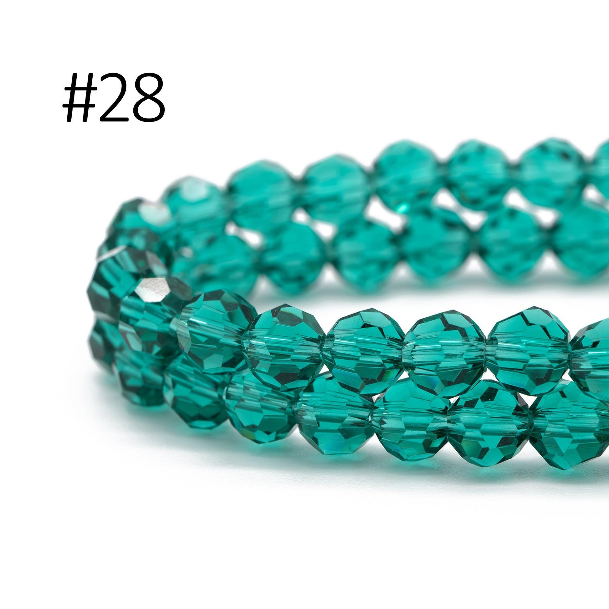 95pcs Round Faceted Crystal Glass Beads 6mm Rose Gold- (32QZ-06)