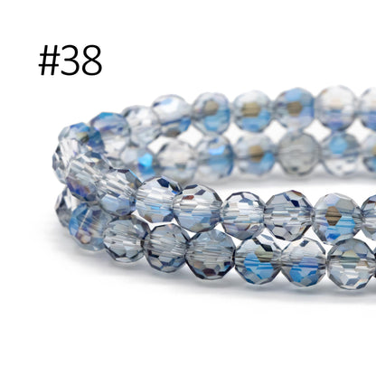 95pcs Round Faceted Crystal Glass Beads 6mm Rose Gold- (32QZ-06)