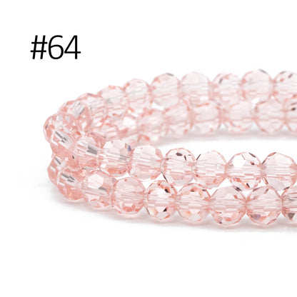 95pcs Round Faceted Crystal Glass Beads 6mm Rose Gold- (32QZ-06)
