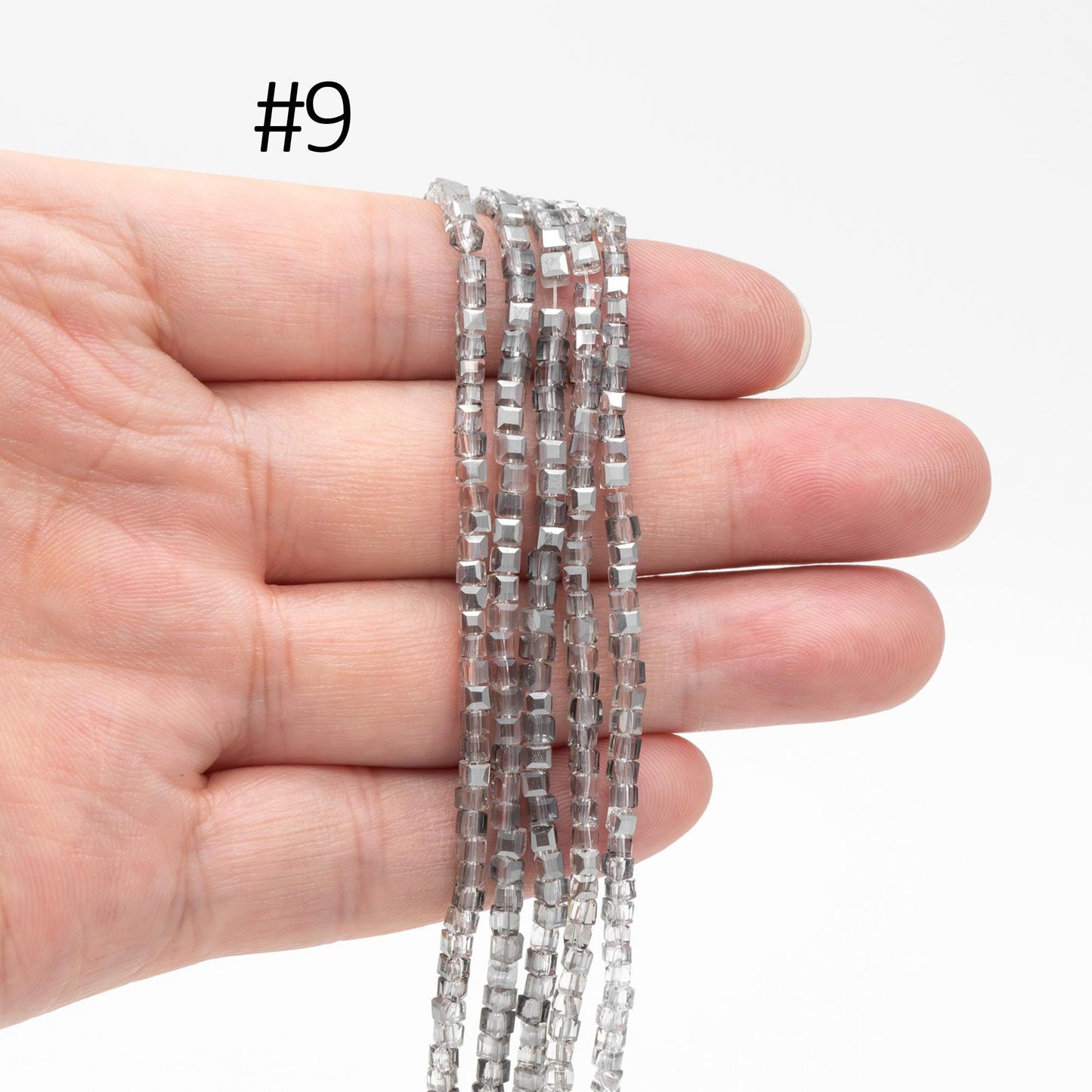 190 beads- Faceted Glass Cube, 2mm Tiny Faceted Crystal beads, (#FZ-02)