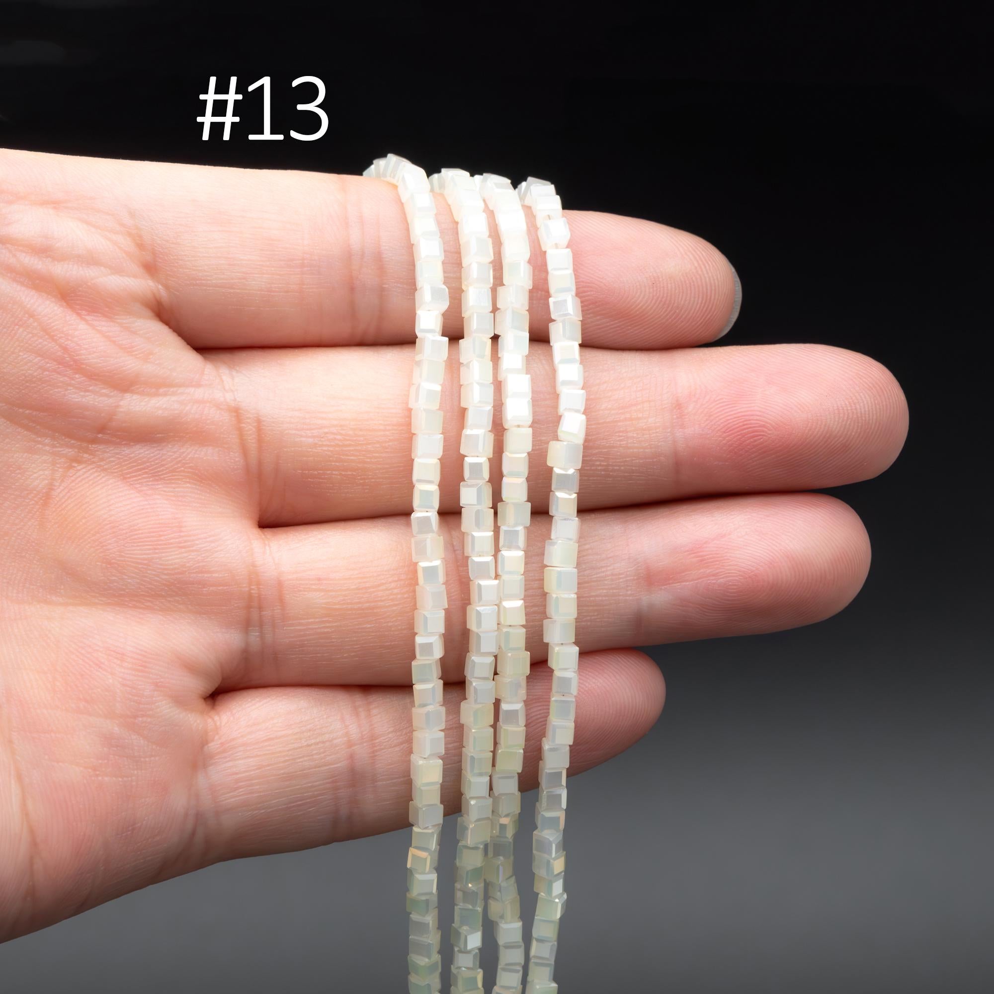 190 beads- Faceted Glass Cube, 2mm Tiny Faceted Crystal beads, (#FZ-02)