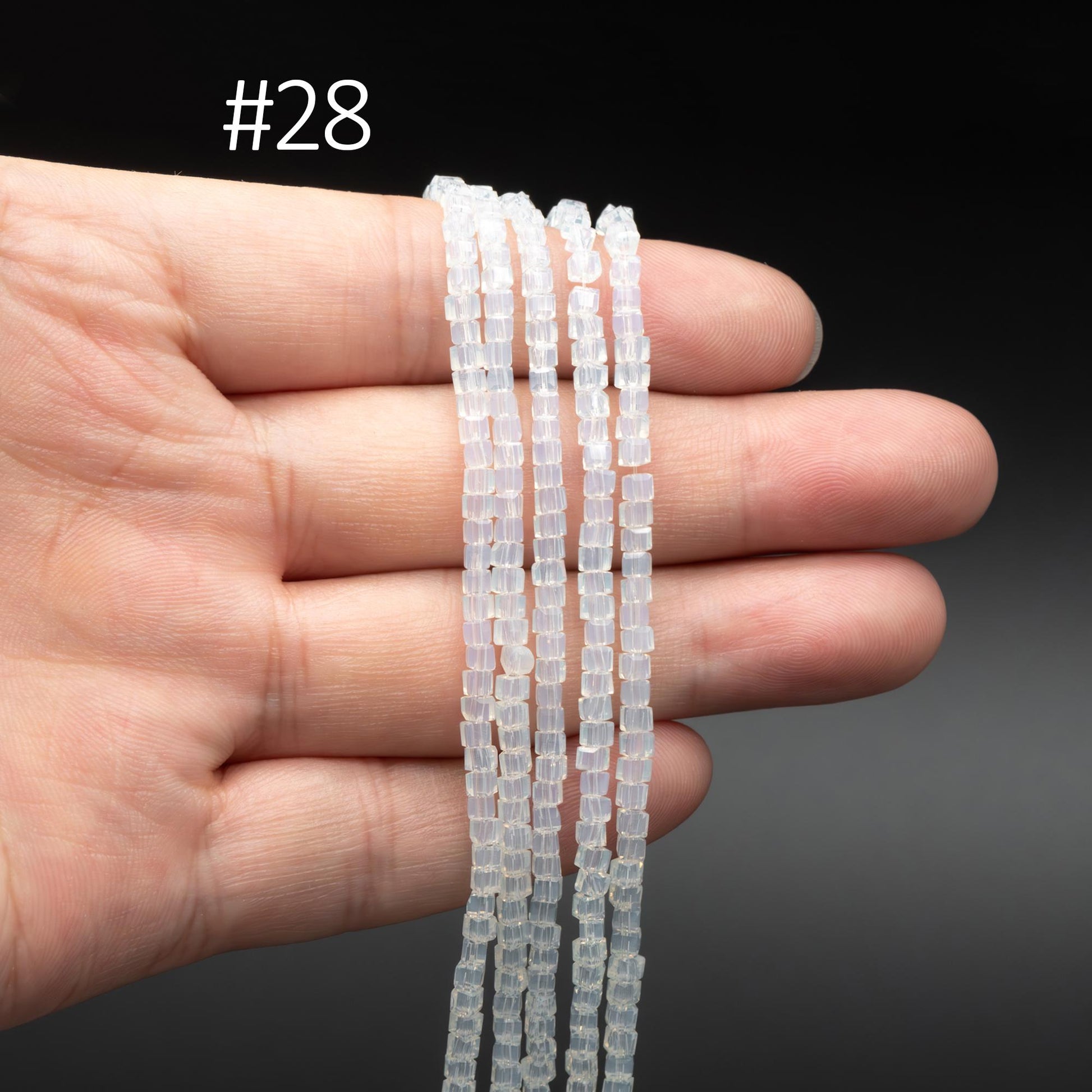 190 beads- Faceted Glass Cube, 2mm Tiny Faceted Crystal beads, (#FZ-02)