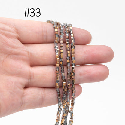 190 beads- Faceted Glass Cube, 2mm Tiny Faceted Crystal beads, (#FZ-02)