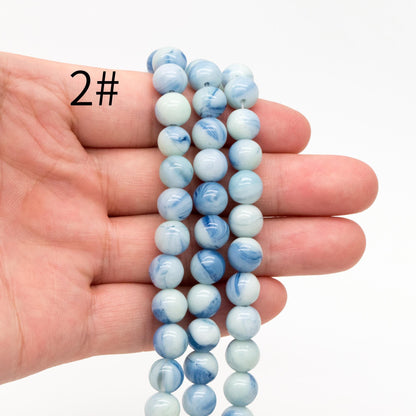 45pcs Smooth Round Glass beads 8mm, Faux Gemstone Beads, Imitation Natural Stone (GM-050)