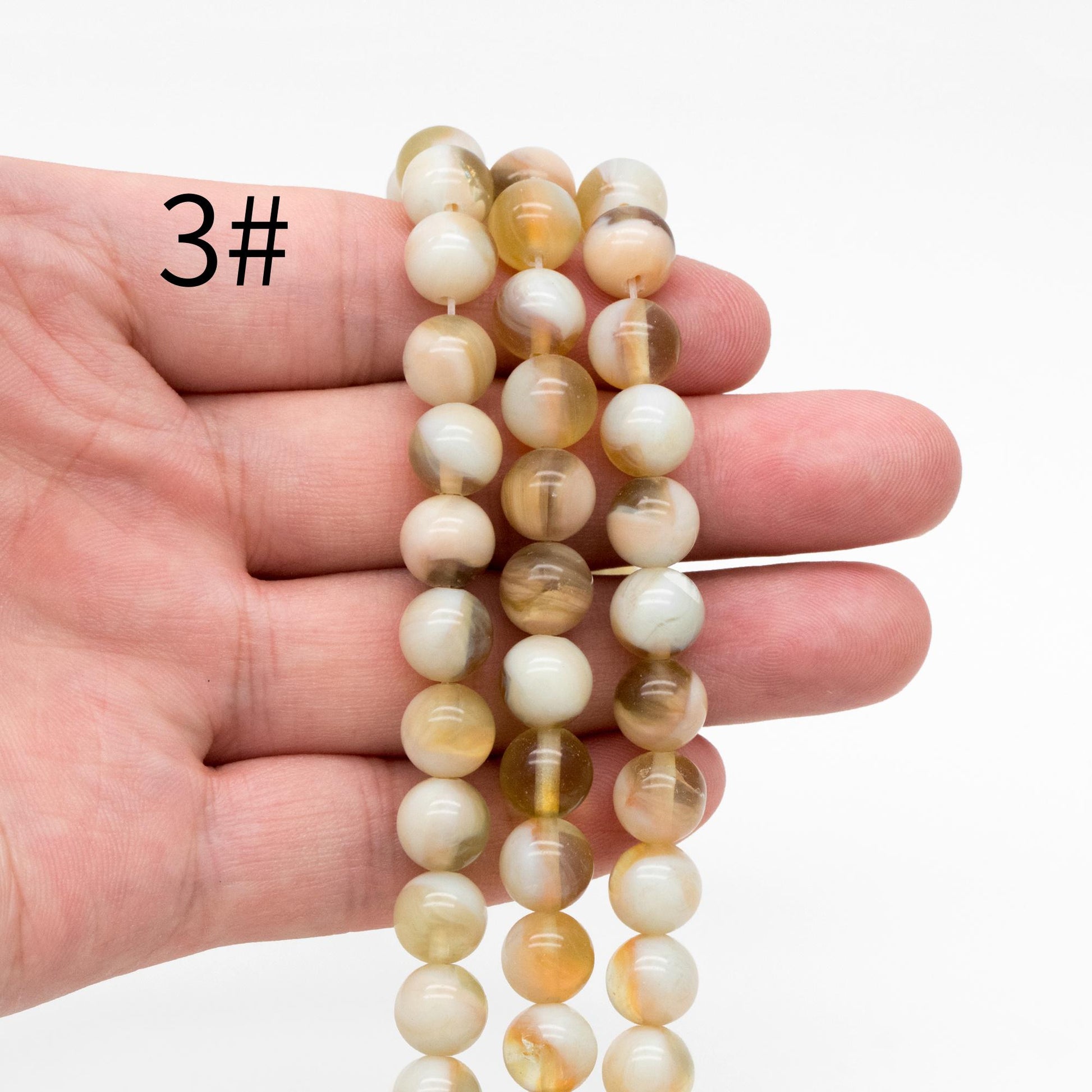 45pcs Smooth Round Glass beads 8mm, Faux Gemstone Beads, Imitation Natural Stone (GM-050)