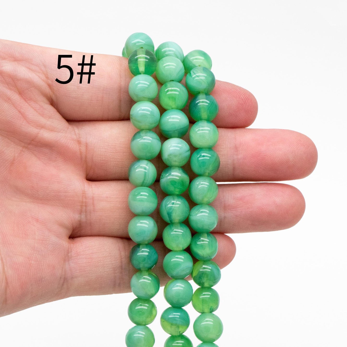 45pcs Smooth Round Glass beads 8mm, Faux Gemstone Beads, Imitation Natural Stone (GM-050)