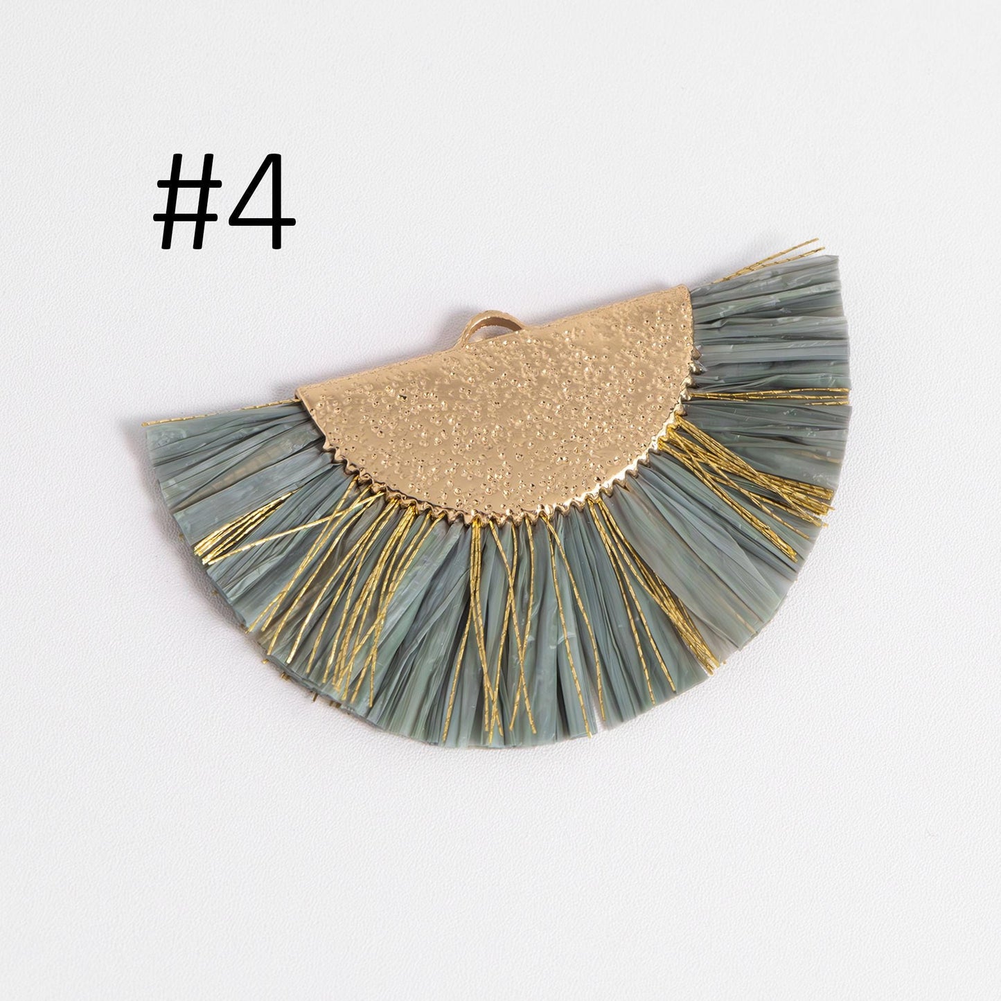 10pcs Fan Tassel Pendants 46x28mm, Raffia Tassel Charms for Earrings (FB-016)