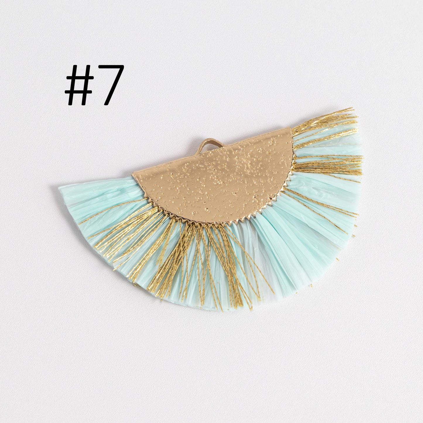 10pcs Fan Tassel Pendants 46x28mm, Raffia Tassel Charms for Earrings (FB-016)
