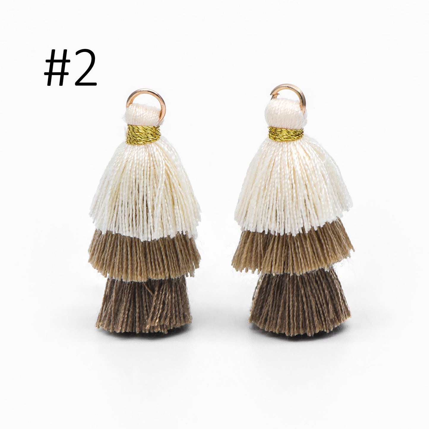 10pcs Tiered Cotton Tassels 31mm, 3 Layers Tassel Charms for Earrings, Keychain Jewelry Tassel Pendants (FB-019)