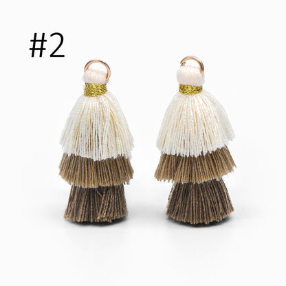 10pcs Tiered Cotton Tassels 31mm, 3 Layers Tassel Charms for Earrings, Keychain Jewelry Tassel Pendants (FB-019)
